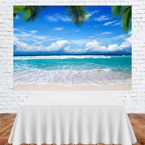 Beach Waves Blue Sky White Clouds Summer Beautiful Seascape Background Children Room Decoration Photography Studio Backdrop