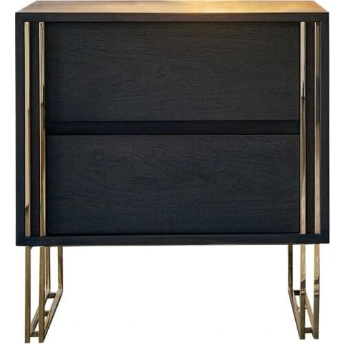 Italian style light luxury side table sofa side cabinet drawer type living room stainless steel corner table customization