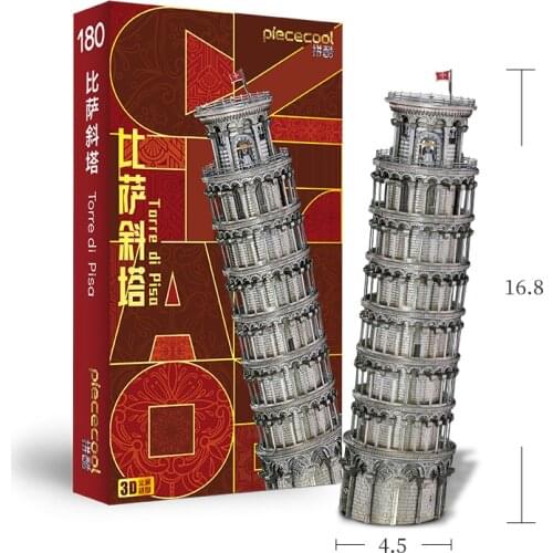 Piececool 3D Metal Puzzle Colorful TORRE DI PISA building Model kits DIY Laser Cut Assemble Jigsaw Toy GIFT For Audit kids