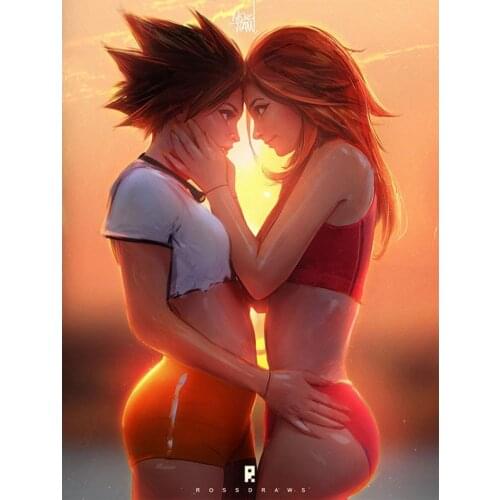 5D Diamond Painting Over-Watch Tracer And Emily Cross Stitch Kit Full Drill Embroidery Mosaic Art Picture of Rhinestones Decor