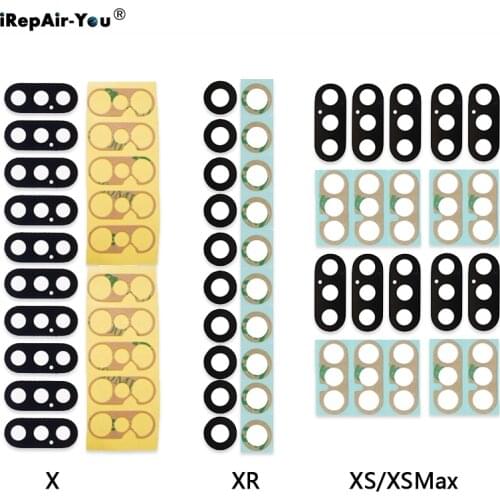 10 x Back Rear Camera Glass Lens Cover Replacement Set For iPhone X Xr XS 11 12 Pro Max 6 6s 7 8 Plus Repair + Adhesive Tape