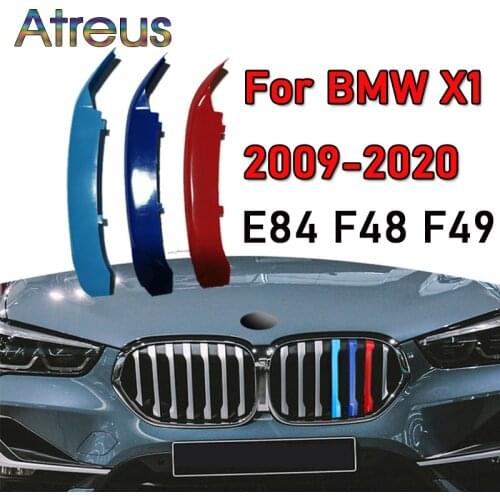 3pcs ABS Car Grille Sticker Strip Cover Trim Clip For BMW F48 E84 F49 X1 2020 2019 2108 2017 2016 2015 09-14 M style Accessories