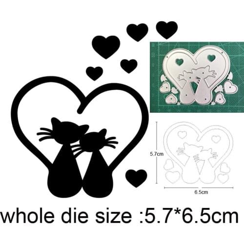 Couple Cat Heart Frame Metal Cutting Dies for DIY Scrapbooking dies Album Card Making Decor Craft Embossing Die Cut Stencil dies