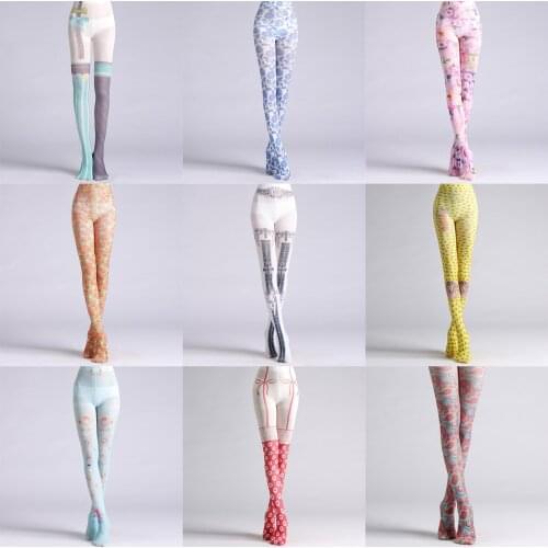 New Designs High Quality Fashion Paisley Digital Print Patterned Cat Strawberry Tights Cartoon Women Grid Pantyhose Ladies