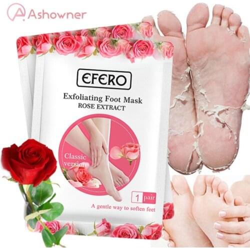 Ashowner Exfoliating Foot Mask Rose Peel Moisturizing Removal Calluses Crack Heel Foot Care Pedicure Socks Whitening Foot Spa