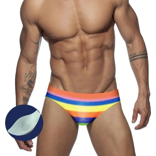 Summer New Mens Swimming Trunks Fashion Quick-Drying Printed Swimsuit Swimming Beach Surf Vacation Shorts Briefs With Push Pads