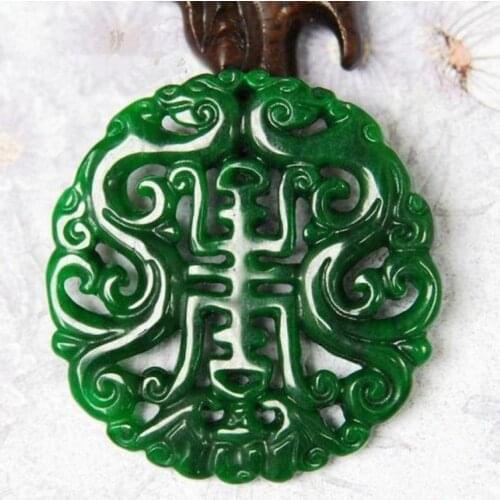 Genuine jadeite Hand-Carved green jade pendant gift jade necklace pendants women men hollow jade jewelry