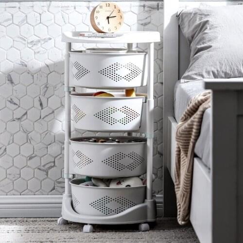 Food grade PP trolley rack kitchen rotate storage rack with wheel removable vegetable storage rack kitchen shelf 3 /4/ 5 tiers l