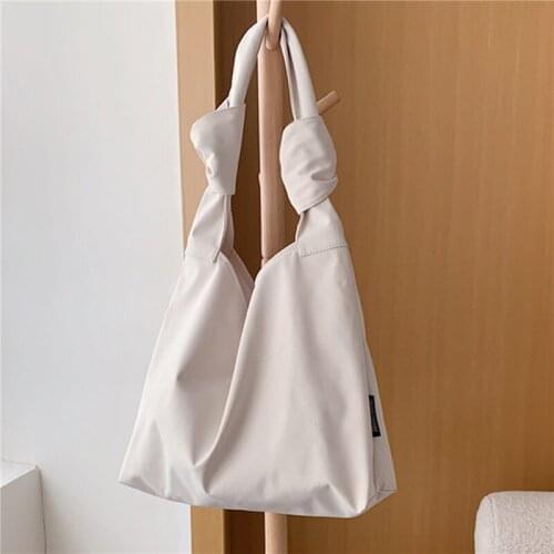 Simple Casual Women Nylon Shoulder Bag Large Capacity Female Tote Handbag Solid Color Lady Travel Purse Versatile Shopping Bags