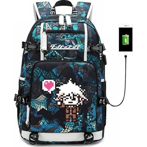 Danganronpa Backpack Komaeda Nagito Cosplay Dangan Ronpa Canvas Bag Schoolbag Travel Casual Mochilas