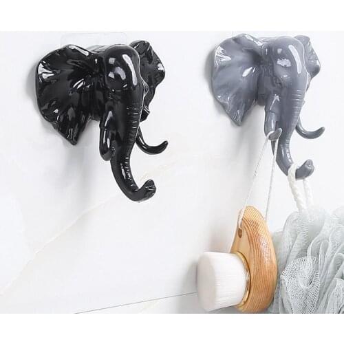 Elephant Head Self Adhesive Wall Door Hook Hanger Bag Keys Sticky Holder
