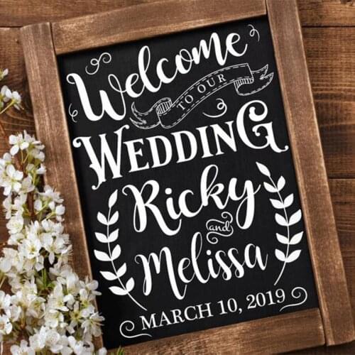 Wedding Welcome Sign Decal DIY Signs Decals for Married or Anniversary Personalized Vinly Wall Stickers Quotes Famous C448