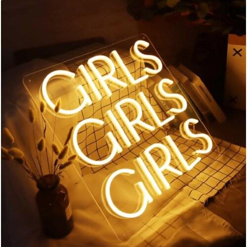 GIRLS GIRLS GIRLS Led Flex Transparent Neon Sign Party Wedding Shop Window Wall Restaurant Birthday Decoration Teenager