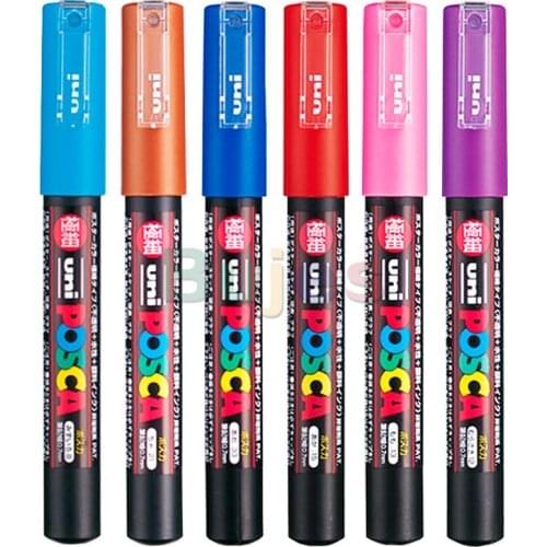 Uni Posca PC-1M Water-based Wall Painting Graffiti Marker Pen, 0.7mm, Color Painting Design Advertising Pen, Adult, Students