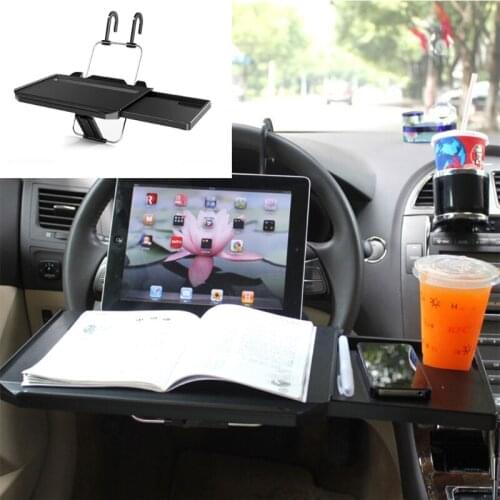 Universal Foldable Car Table Laptop Desk Computer Rack Shelf with Drawer Hook For Working and Eating Traveling