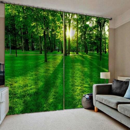 Custom 3D Photo Curtains forest sunlight landscape Curtains For Window Home Decor Living Room Bedroom Kids Room Curtains