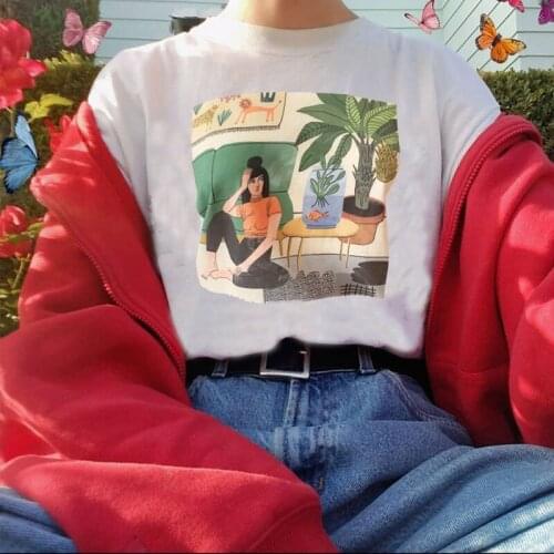 Fish Girl Printed T-shirt Cool Casual Tumblr Grunge Tee Graphic Street Style Wear Cool Girl Women Fashion Funny Shirt