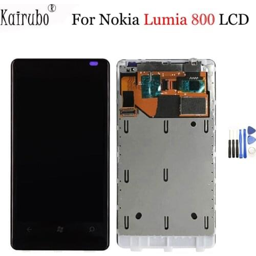 100% New LCDs Pantalla For Nokia Lumia 800 N800 RM-801 LCD Touch Screen Digitizer Display With Frame Replacement Parts + Tools