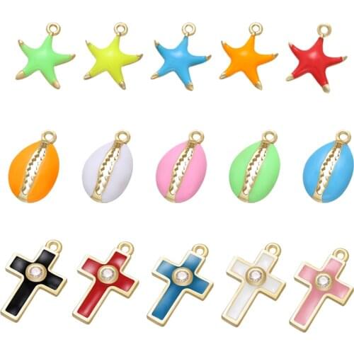 ZHUKOU Small starfis necklace charms for women handmade hoop earring&necklace jewelry accessories making Supplies model:VD718