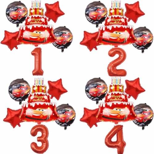 1 set Mickey McQueen Car Cake Children Birthday Party Birthday Decoration Latex Balloons Kid Toys​ 32inch Red Number balloons