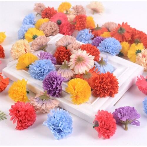Artificial Flowers Melaleuca Chrysanthemum Colorful Flower Head Wedding Party Home Decoration Garden DIY Vase Floral Accessories