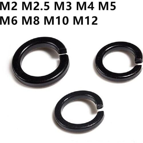 1000/500pcs/lot GB93 Black 304 Stainless Steel Spring Split Lock Washer Elastic Gasket M2 M2.5 M3 M4 M5 M6 M8 M10 M12