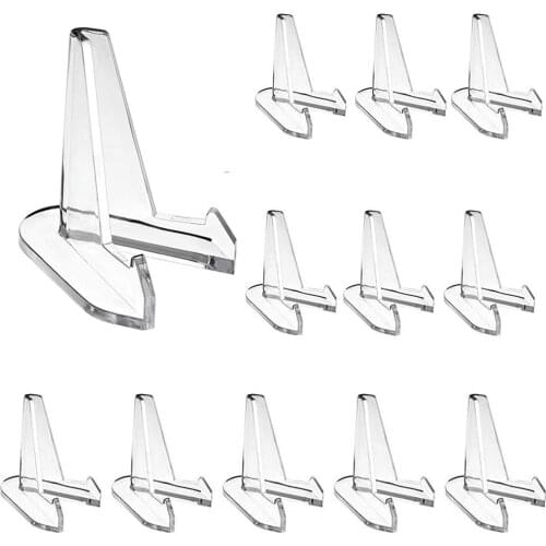 12PCS Mini Acrylic Display Stands Transparent Coin Display Easel for Home Shop Exhibitions