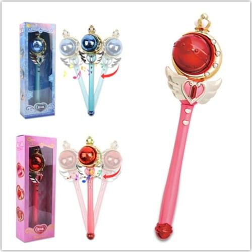 2style 37cm Anime Action Figure Card Captor Sakura Sailor Moon Cosplay Cartoon Magic Stick LED Music Wand Puzzle Baby Gift Doll