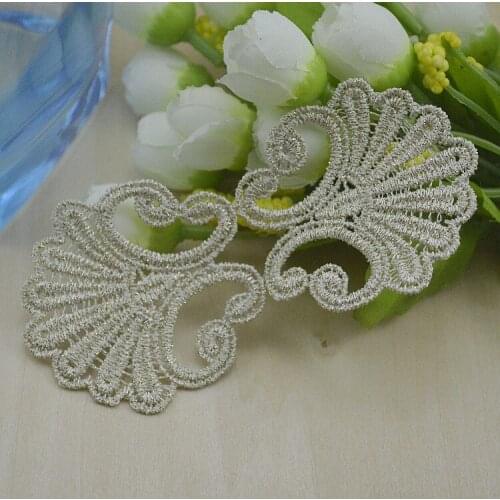 20pcs Soluble Embroidery Gold Lace Applique Headwear Motif Venise Lace Trim Patch Wedding Dress Clothing Sewing Accessories