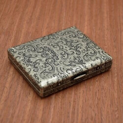 20pcs Cigarette Vintage Silver Cigarette Case Brass Embossed Taiji Pattern High Quality Cigarette Holder For Smoking YJ588
