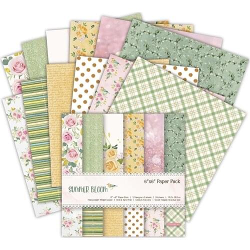24 sheets 6"X6"Paper Summer Bloom pack Pattern Creative Scrapbooking paper pack handmade craft paper craft Background pad