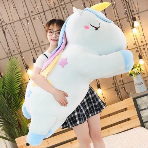 40-100cm Kawaii Lying Unicorn Plush Toy Soft Stuffed Unicorn Soft Dolls Animal Horse Toys Children Girl Pillow Birthday Gifts