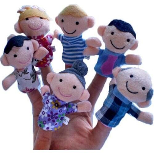 6 pcs/lot christmas mini plush baby toy family finger puppets set for kids boys girls soft hand puppets dolls