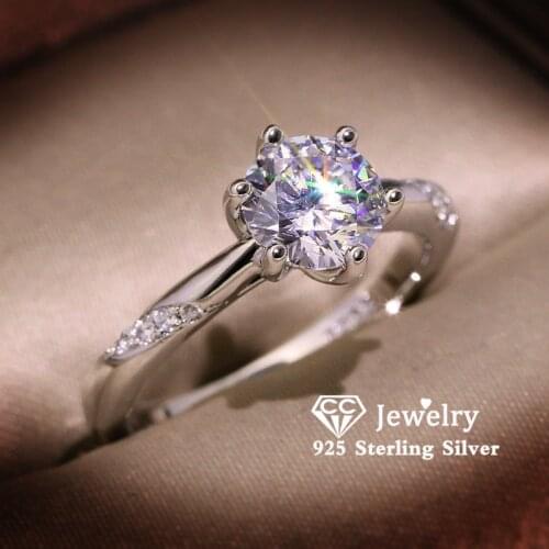 CC Jewelry For Women Luxury Bridal Rings Silver 925 Cubic Zirconia Simple Style Ring Temperament Engagement Wedding Party CC1575