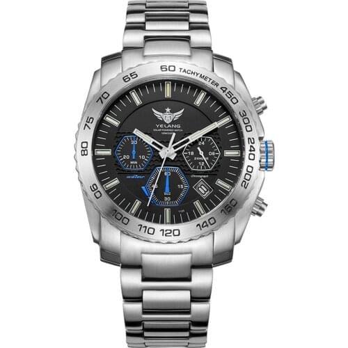 Yelang Mens Tritium Watches Men Chronograph Watch Eco-Drive Solar Wristwatch T100 Luminous 100m Waterproof Military Sapphire