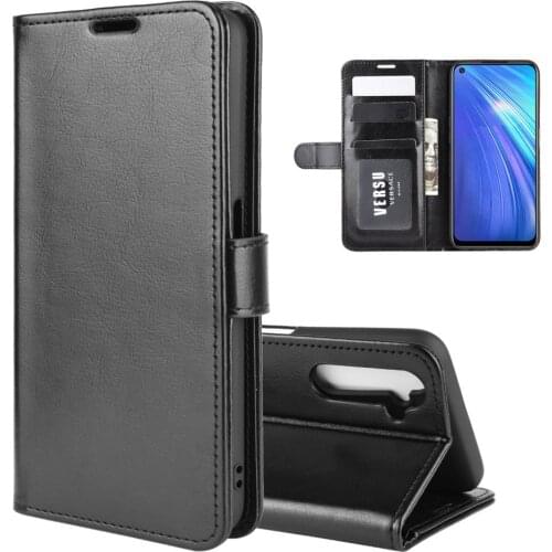 6.5in Case for OPPO Realme 6 Cover Wallet Card Stent Book Style Faux Leather Flip Protect Black 2001 Realme2001 RMX2001 Realme6