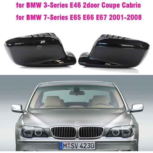 Carbon Fiber Bright black Side Rearview Mirror Cover For BMW 3 7 Series E46 E65 E66 E67 745i 750i 760Li 730Li