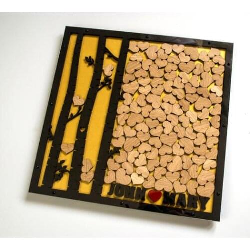 Rustic Wooden Wedding 3D tree Guest Book, Gold with black tree Drop Box,square Drop box,Guest Book Alternative,tree Guest Book