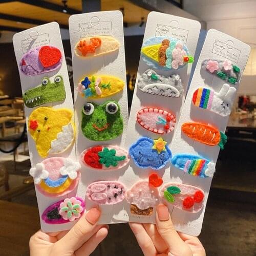 2020 Children Cute Non-woven Fabric Cartoon Star Flower Rainbow Ornament Hair Clips Girls Lovely Hairpins Kids Hair Accessories