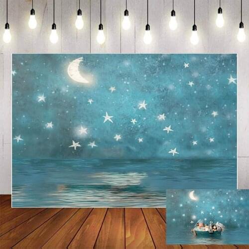 Mehofond Photography Background Blue Backdrop Stars Moon Birthday Party Baby Shower Child Portrait Backdrop Photo Studio Props
