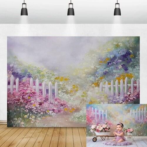 Vinyl Photography Backdrops Pink Flowers Spring Bokeh Photo Background Baby Shower Decorations Photocall Background Props