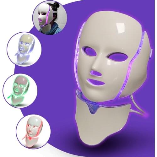 7 Colors LED Photon Facial&Neck Device Photodynamic Therapy Anti-Aging Smooth Wrinkles And Fine Lines Skin Beauty