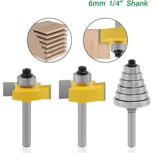 Milling Cutter Grooving 1/4" Shank 6mm Shank Woodworking with 7 Bearing Tapping Hardware Accessory for Industry Slotting
