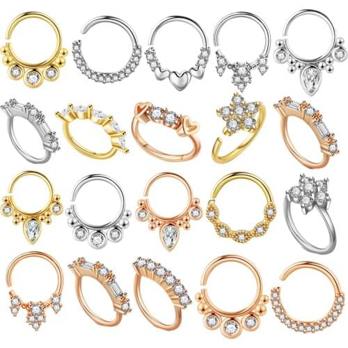 Septum Ring Septum Piercing Jewelry 16g Septum Clicker Ring and Horseshoe Barbell Stainless Steel Captive Bead Ring Septum Nose