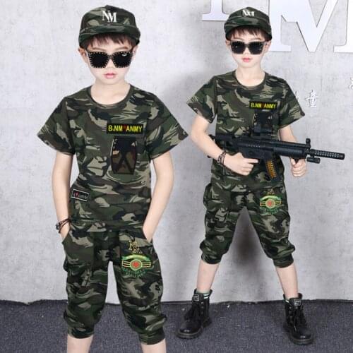 Kids Clothing Set Summer Boys Camouflage Clothes 4 6 7 8 9 10 12 13 14 Years Short Sleeve Cotton Children Clothing Sets For Boy