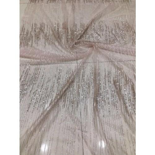 5yards SYJ-493 Hot selling African glued glitter with sequins lace fabric for party