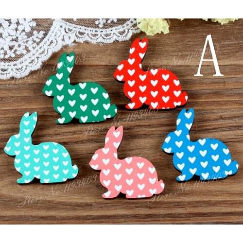 Fashion design Vintage Style Colorful Different Heart Pattern Laser Cut wood Rabbit wooden DIY brooch Necklace (WK-A)