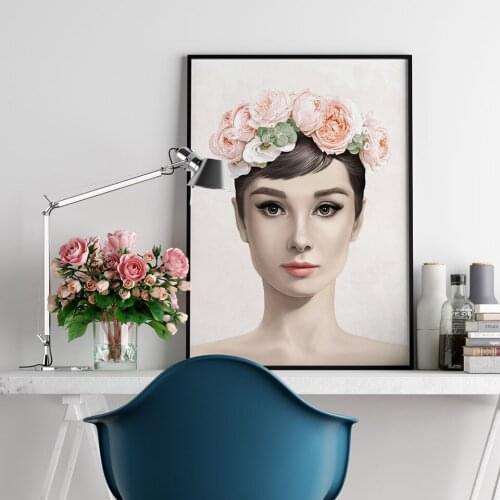 Fashion Poster Hepburn Canvas Painting Corolla Wall Art Print Flower Modern Figure Picture For Living Room On The Wall Decor