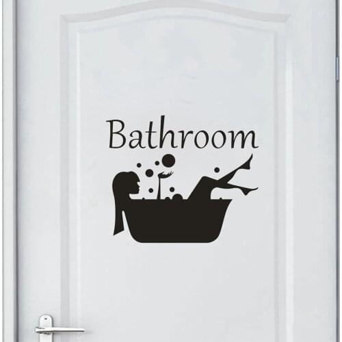 Bathroom Wall Sticker Letter Removable Mural Home Room Toilet Door Decal Transfer Vintage Decorate Waterproof Wall Poster JU0025