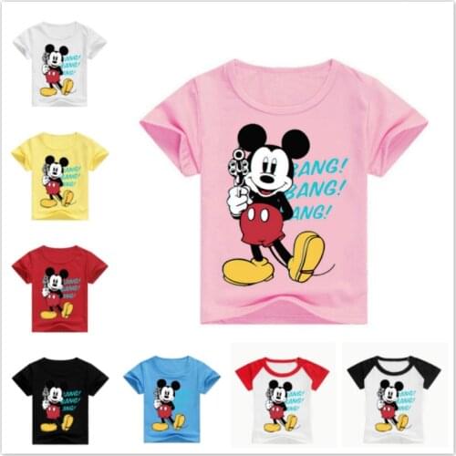 New Summer Children Cartoon Mickey Print Short Sleeve T Shirts Baby Boy Clothes Kids Girls Tees Tops Baby Costumes TShirt 2-12T